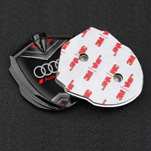 Audi Emblem Car Badge Graphite Fine Mesh Chrome Elements Sport Logo