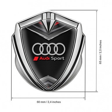 Audi Emblem Car Badge Silver Fine Mesh Chrome Elements Sport Logo