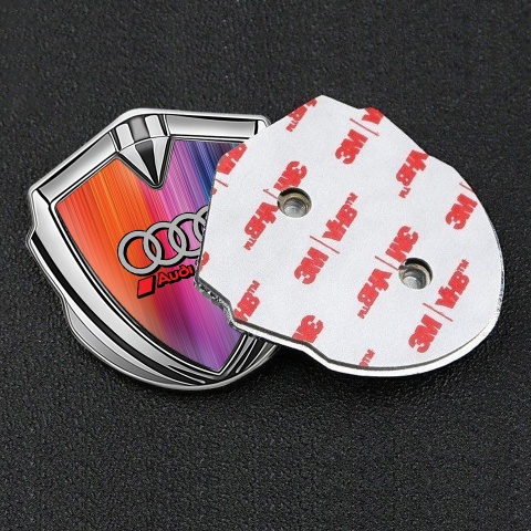 Audi Metal Emblem Self Adhesive Silver Color Texture Sport Logo