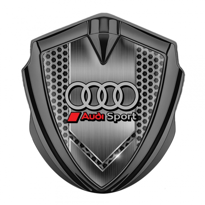 Audi Metal 3D Domed Emblem Graphite Grey Hex Sport Line Rings