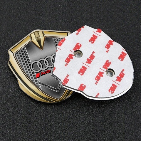Audi Metal 3D Domed Emblem Gold Grey Hex Sport Line Rings