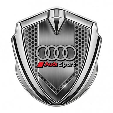 Audi Metal 3D Domed Emblem Silver Grey Hex Sport Line Rings