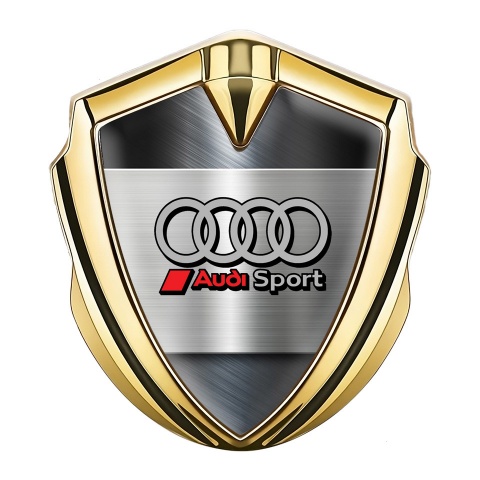 Audi Bodyside Badge Self Adhesive Gold Brushed Steel Sport Edition