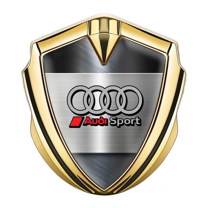 Audi Bodyside Badge Self Adhesive Gold Brushed Steel Sport Edition
