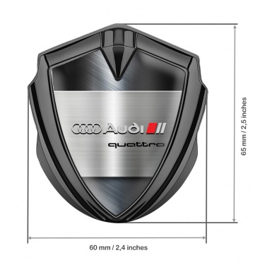 Audi Emblem Fender Badge Graphite Brushed Blue Metal Quattro Edition