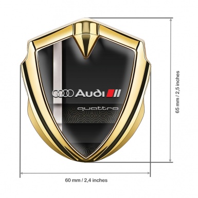 Audi Emblem Trunk Badge Gold Modern Stripe Quattro Style Design