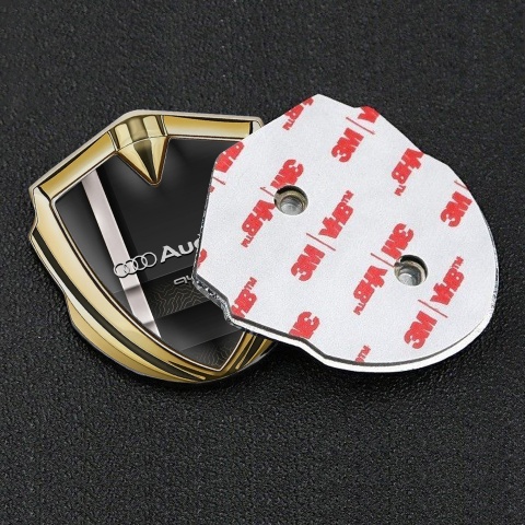 Audi Emblem Trunk Badge Gold Modern Stripe Quattro Style Design