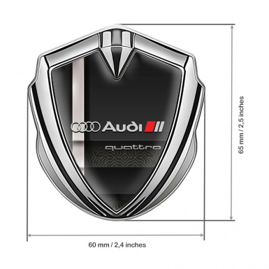 Audi Emblem Trunk Badge Silver Modern Stripe Quattro Style Design