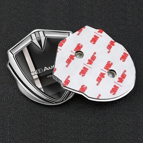 Audi Emblem Trunk Badge Silver Modern Stripe Quattro Style Design