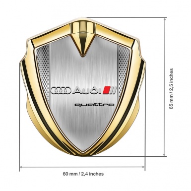 Audi Quattro Emblem Self Adhesive Gold Brushed Aluminum Design
