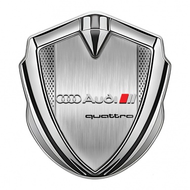 Audi Quattro Emblem Self Adhesive Silver Brushed Aluminum Design