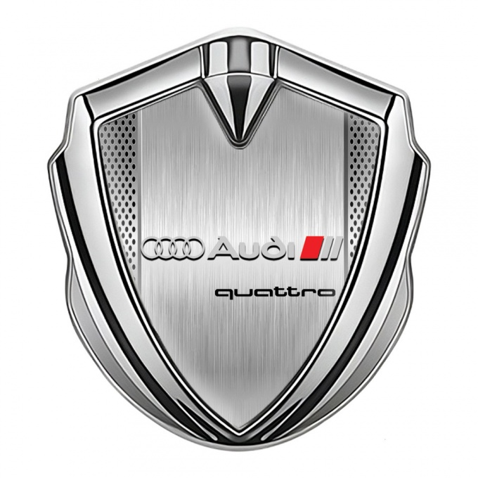 Audi Quattro Emblem Self Adhesive Silver Brushed Aluminum Design