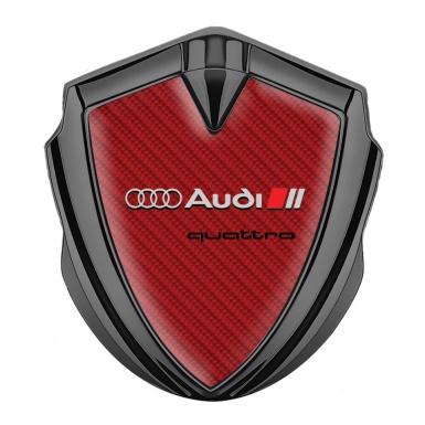 Audi Quattro Bodyside Emblem Badge Graphite Red Carbon Grey Logo