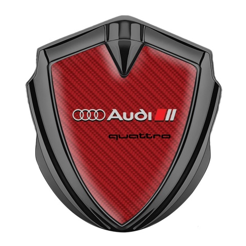 Audi Quattro Bodyside Emblem Badge Graphite Red Carbon Grey Logo