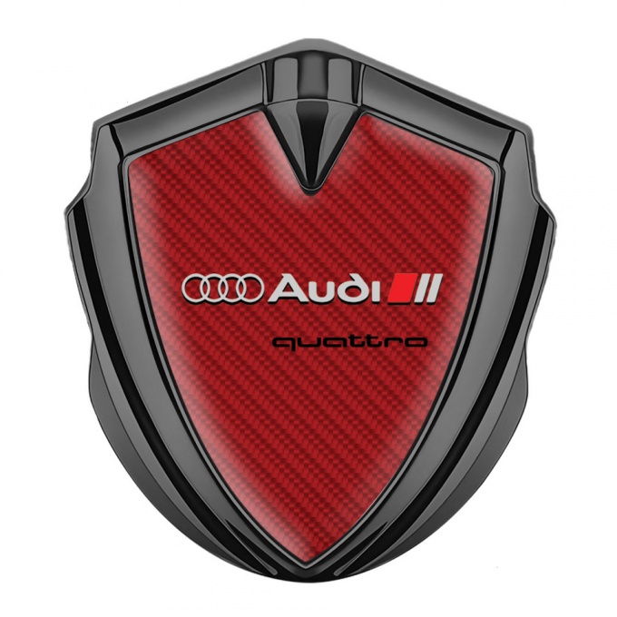 Audi Quattro Bodyside Emblem Badge Graphite Red Carbon Grey Logo