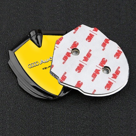 Audi Trunk Emblem Badge Graphite Yellow Fill Quattro Logo Edition