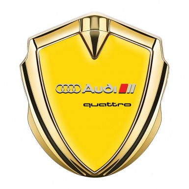 Audi Trunk Emblem Badge Gold Yellow Fill Quattro Logo Edition