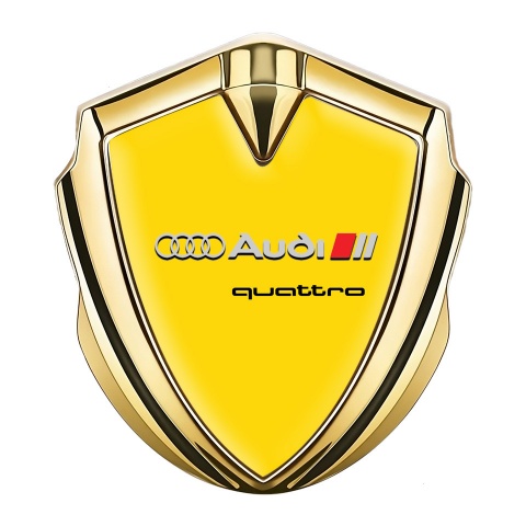 Audi Trunk Emblem Badge Gold Yellow Fill Quattro Logo Edition