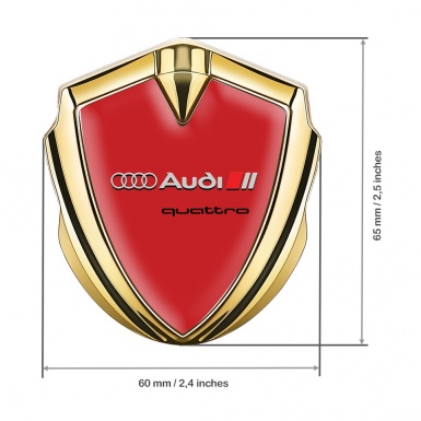 Audi Bodyside Domed Emblem Gold Red Base Quattro Sport Design