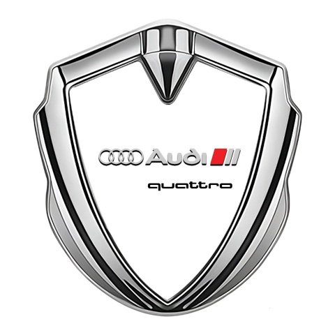 Audi Emblem Car Badge Silver White Background Quattro Edition