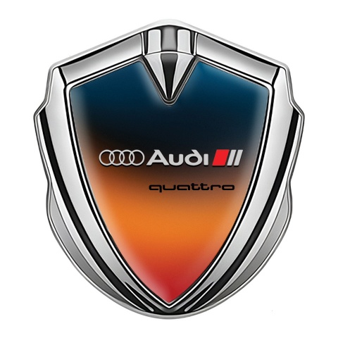 Audi Emblem Ornament Silver Gradient Texture Black Quattro Characters