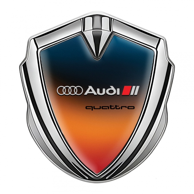 Audi Emblem Ornament Silver Gradient Texture Black Quattro Characters