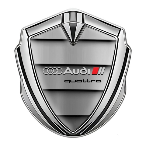 Audi Bodyside Emblem Self Adhesive Silver Shutter Effect Quattro Edition