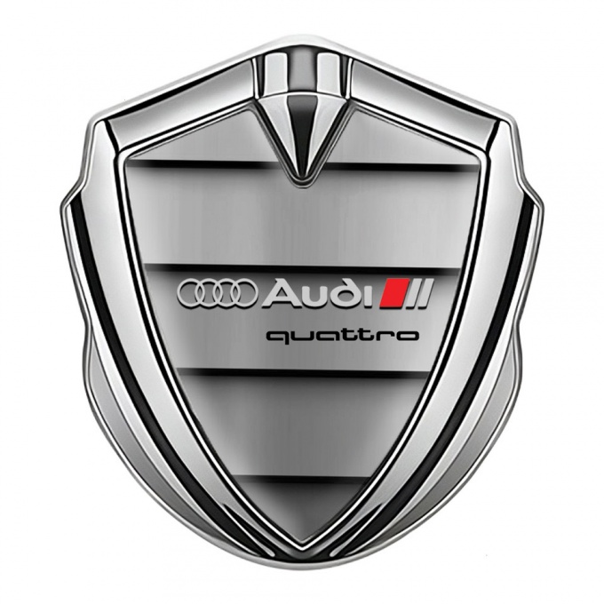 Audi Bodyside Emblem Self Adhesive Silver Shutter Effect Quattro Edition