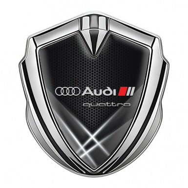 Audi Metal Emblem Self Adhesive Silver White Hex Light Quattro Design