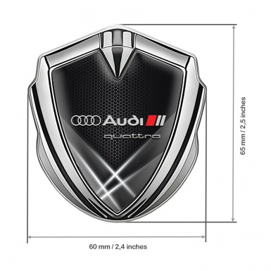 Audi Metal Emblem Self Adhesive Silver White Hex Light Quattro Design