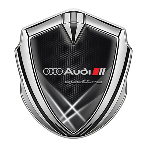 Audi Metal Emblem Self Adhesive Silver White Hex Light Quattro Design