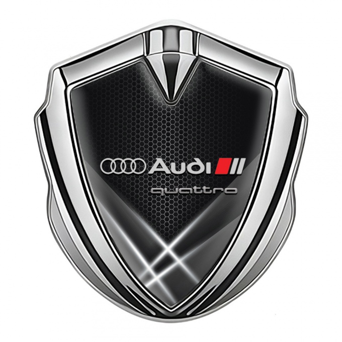 Audi Metal Emblem Self Adhesive Silver White Hex Light Quattro Design