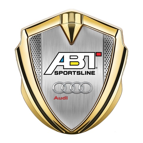 Audi Metal 3D Domed Emblem Gold Brushed Steel ABT Edition