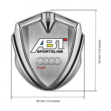 Audi Metal 3D Domed Emblem Silver Brushed Steel ABT Edition