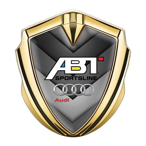 Audi Emblem Badge Self Adhesive Gold Grey Elements ABT Tuning