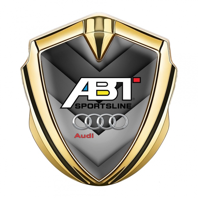 Audi Emblem Badge Self Adhesive Gold Grey Elements ABT Tuning