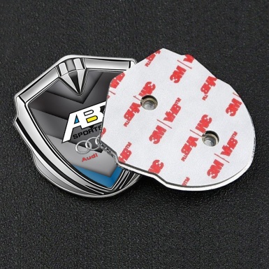 Audi Emblem Fender Badge Silver Blue Fragment ABT Sportsline