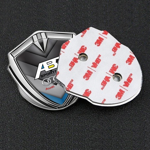 Audi Emblem Fender Badge Silver Blue Fragment ABT Sportsline