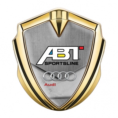 Audi Emblem Badge Gold Stone Slab Effect Chrome Rings Edition
