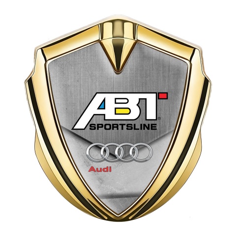 Audi Emblem Badge Gold Stone Slab Effect Chrome Rings Edition