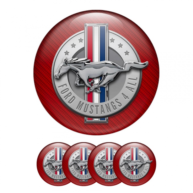 Ford Mustang 4 All Silicone Stickers Red Carbon