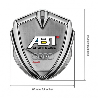 Audi Emblem Badge Silver Stone Slab Effect Chrome Rings Edition