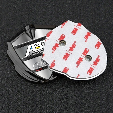 Audi Bodyside Domed Emblem Graphite Polished Metal Chrome Rings