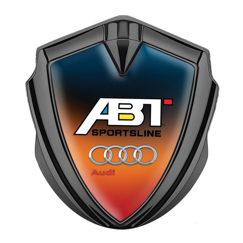 Audi 3D Domed Badge Graphite Gradient Texture Sportsline Chrome Rings