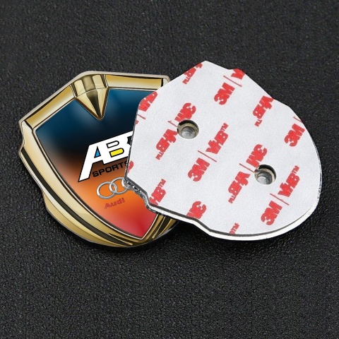 Audi 3D Domed Badge Gold Gradient Texture Sportsline Chrome Rings