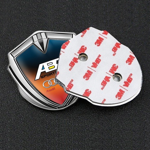Audi 3D Domed Badge Silver Gradient Texture Sportsline Chrome Rings
