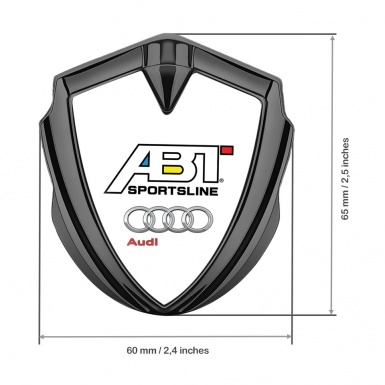 Audi Bodyside Emblem Self Adhesive Graphite White Base ABT Logo