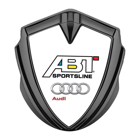 Audi Bodyside Emblem Self Adhesive Graphite White Base ABT Logo