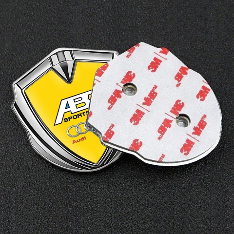 Audi Badge Self Adhesive Silver Yellow Background ABT Tuning Motif