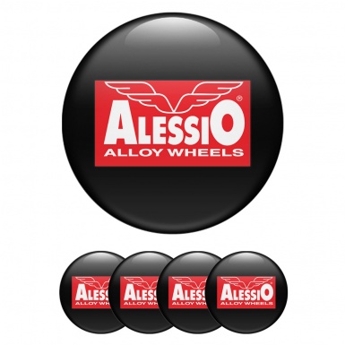 Alessio Emblems for Wheel Center Caps Black Red Logo